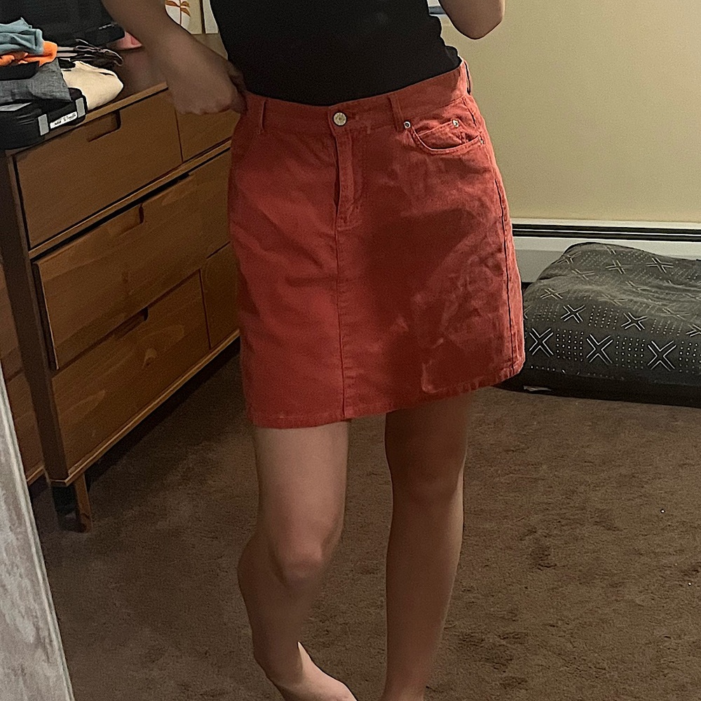 Burnt Orange Corduroy Skirt